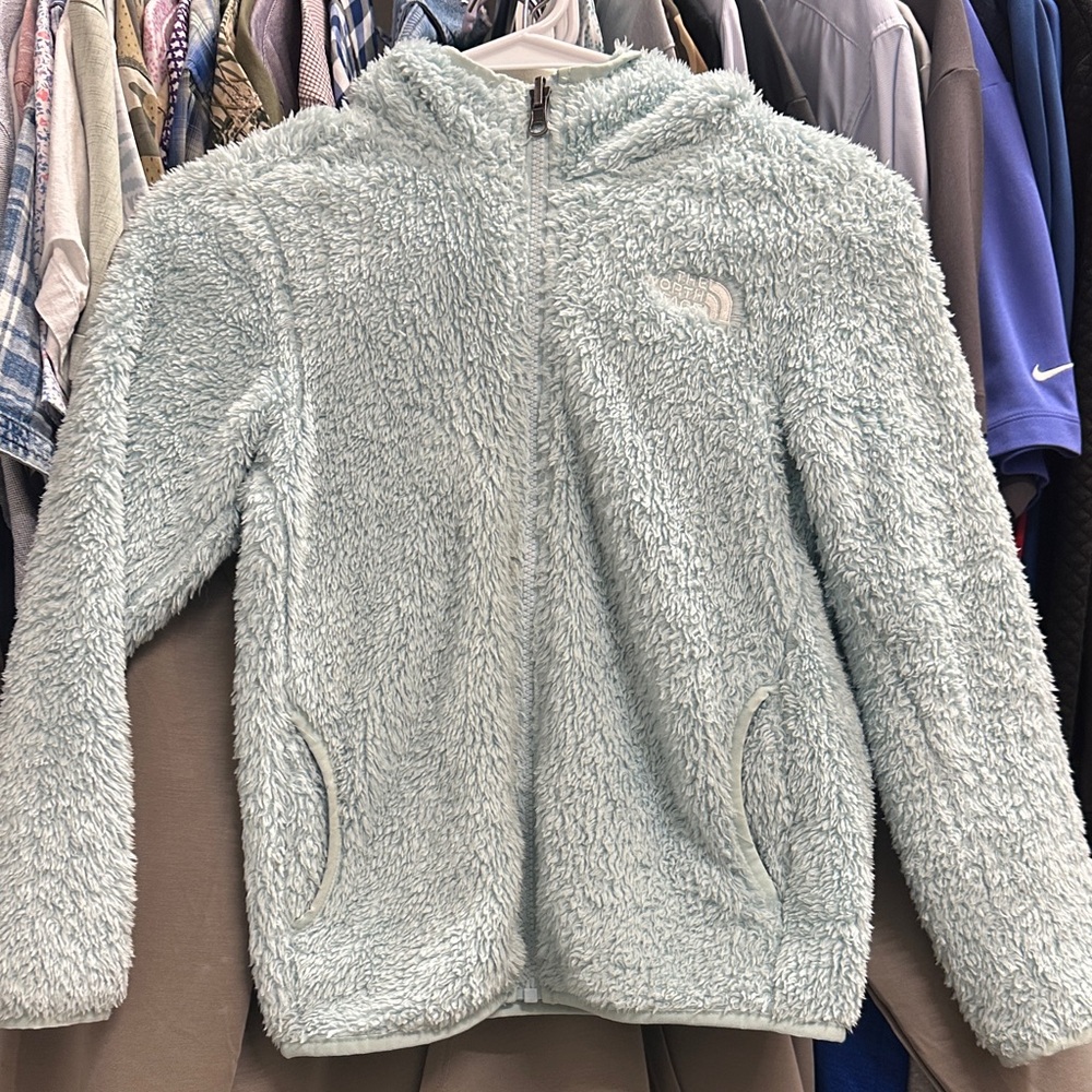 The North Face Kids Fleece Jacket - Light Blue with Hood